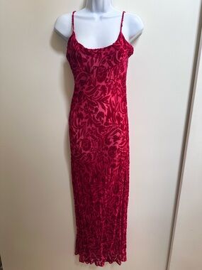 Victoria’s Secret Open back Red Velvet Burnout Slip Maxi Dress